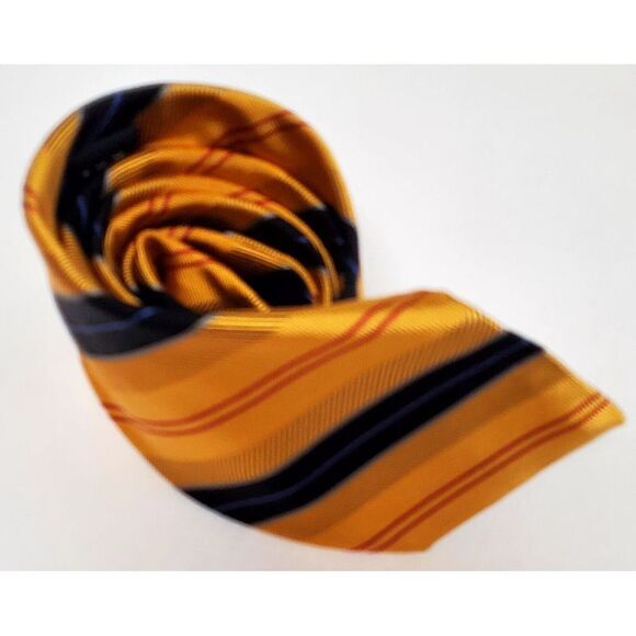 Robert Talbott Necktie Best of Class USA 100% Silk Gold/Blk/Burg Diagonal Stripe - Picture 4 of 11